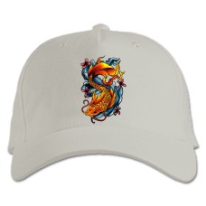 Baseball cap with Print Colorful Fish - white