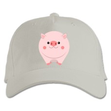 Baseball cap with Print Cute Pig - white
