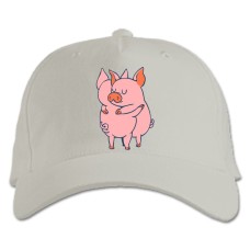 Baseball cap with Print Two Pigs - white