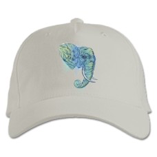 Baseball cap with Print Blue And Green Head Of Elephant - white