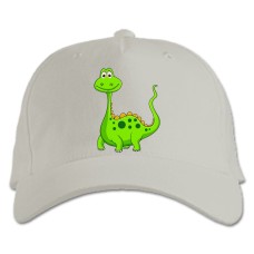 Baseball cap with Print Green Funny Dinosaur - white
