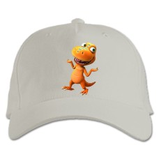 Baseball cap with Print Funny Orange And Cute Dinosaur - white
