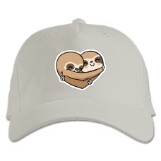 Baseball cap with Print Two Sloths - white