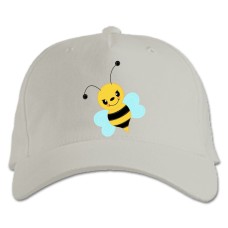 Baseball cap with Print Cute Bee From Cartoon - white