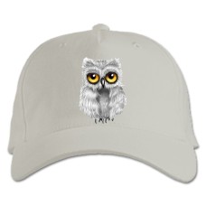Бейсболка с принтом Серая Маленькая Сова - белая