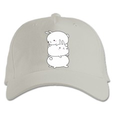 Baseball cap with Print Three Funny Rabbits - white