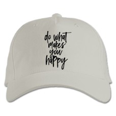 Baseball cap with Print Do What Makes You Happy - white
