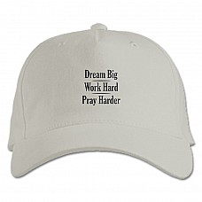 Baseball cap with Print Dream, Work, Pray - white