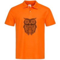 Polo with Print Owl With Big Eyes - L orange