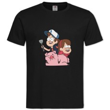 Футболка с принтом Гравити Фолз Диппер, Мейбл И Пухля - 2XL черная