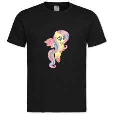 Футболка с принтом Дружба - Это Чудо. Моя Маленькая Пони Милая Флаттершай - 2XL черная