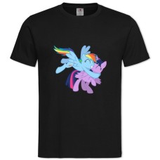 Футболка с принтом Дружба - Это Чудо. Моя Маленькая Пони Дружелюбные Пони - 2XL черная