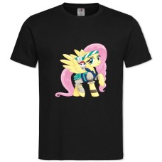 Футболка с принтом Дружба - Это Чудо. Моя Маленькая Пони Пиратка Флаттершай - 2XL черная