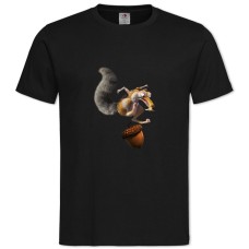 TScrat Ice Age Squirrel And Acorns -shirt with Print Scrat Ice Age Squirrel And Acorns - 2XL black