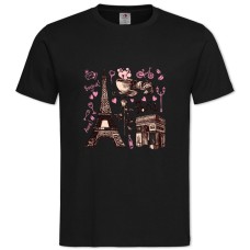 Футболка з принтом Париж - 2XL чорна