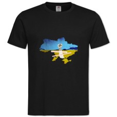 Футболка с принтом Карта Гимн Украины - 2XL черная