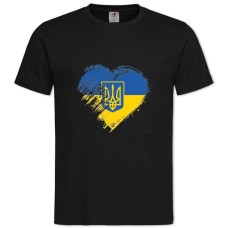 Футболка с принтом Сердце Украины и Герб - 2XL черная