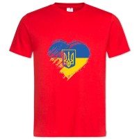 T-shirt z nadrukiem Serca Ukrainy i herbu - 2XL czerwony