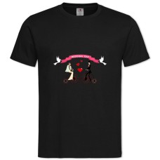 TBride And Groom On Bicycles -shirt with Print Bride And Groom On Bicycles - 2XL black
