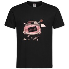 TBride And Groom On A Pink Car -shirt with Print Bride And Groom On A Pink Car - 2XL black