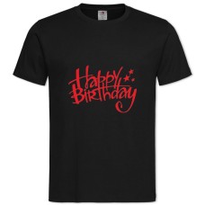 TBirthday With Stars In Red Letters -shirt with Print Birthday With Stars In Red Letters - 2XL black