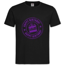 TBirth Day Cake With Purple Print -shirt with Print Birth Day Cake With Purple Print - 2XL black