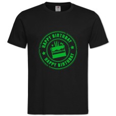 TBirth Day Cake With Green Print -shirt with Print Birth Day Cake With Green Print - 2XL black