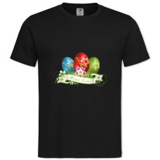 Футболка с принтом Пасха Крашенки Зеленая Красная И Синяя - 2XL черная