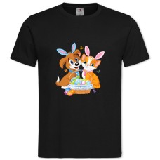 Футболка с принтом Пасха Собачка И Кошка - 2XL черная