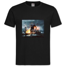 TSoldier With A Rifle Helicopter Tanks -shirt with Print Soldier With A Rifle Helicopter Tanks - 2XL black