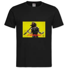 TCyberpunk 2077 Hero Of The Game With A Guitar In The Glasses -shirt with Print Cyberpunk 2077 Hero Of The Game With A Guitar In The Glasses - 2XL black