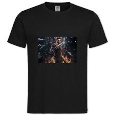 Футболка с принтом Деус Ех Главный Герой С Мечом - 2XL черная