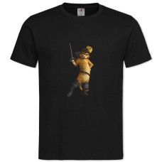 Футболка з принтом Кіт У Чоботях Прикольний Кіт - 2XL чорна