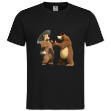 Футболка с принтом Маша И Медведь Мишки - 2XL черная