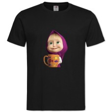 Футболка с принтом Маша И Медведь Маша С Кружкой - 2XL черная