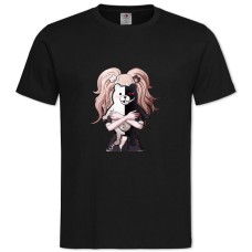 TDanganronpa Junko Enoshima With Monokuma -shirt with Print Danganronpa Junko Enoshima With Monokuma - 2XL black