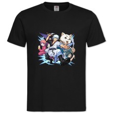 Футболка с принтом Гинтама Основные Персонажи - 2XL черная