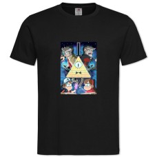 Футболка с принтом Гравити Фолз Основные Герои - 2XL черная