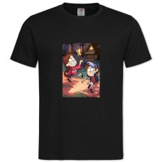 Футболка с принтом Гравити Фолз Брат И Сестра - 2XL черная