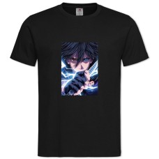 Футболка з принтом Наруто Саске Учіха - 2XL чорна
