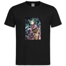 Футболка с принтом Мику Хацунэ Гитара - 2XL черная