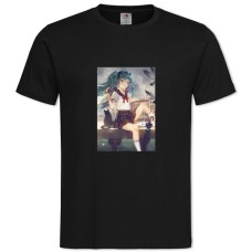 Футболка с принтом Мику Хацунэ И Кот - 2XL черная