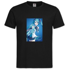 Футболка с принтом Мику Хацунэ Счастливая Девушка - 2XL черная