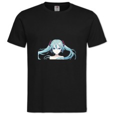 Футболка с принтом Мику Хацунэ Лицо - 2XL черная