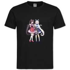 Футболка з принтом Неко Пара Котячий Рай Неко Дівчата Чоколла І Ванилла - 2XL чорна