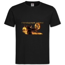 TThe Hunger Games Katniss Everdeen Fire Russian Logo -shirt with Print The Hunger Games Katniss Everdeen Fire Russian Logo - 2XL black