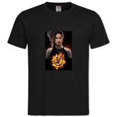 TThe Hunger Games Katniss Everdeen Fire Logo Print -shirt with Print The Hunger Games Katniss Everdeen Fire Logo Print - 2XL black