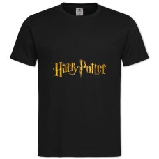 Футболка с принтом Гарри Поттер Золотой Логотип - 2XL черная