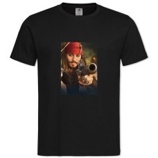 Футболка с принтом Пираты Карибского Моря Джек Воробей И Пистолет - 2XL черная