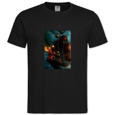 Футболка с принтом Пираты Карибского Моря Лодка - 2XL черная